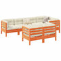 Voir la diapositive 1 : VIDAXL Salon de jardin 7 pcs avec coussins cire marron bois pin massif