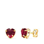 L'ATELIER D'AZUR Boucles d'Oreilles Or 18 Carats 750/000 - Zirconiums Rouge Rubis