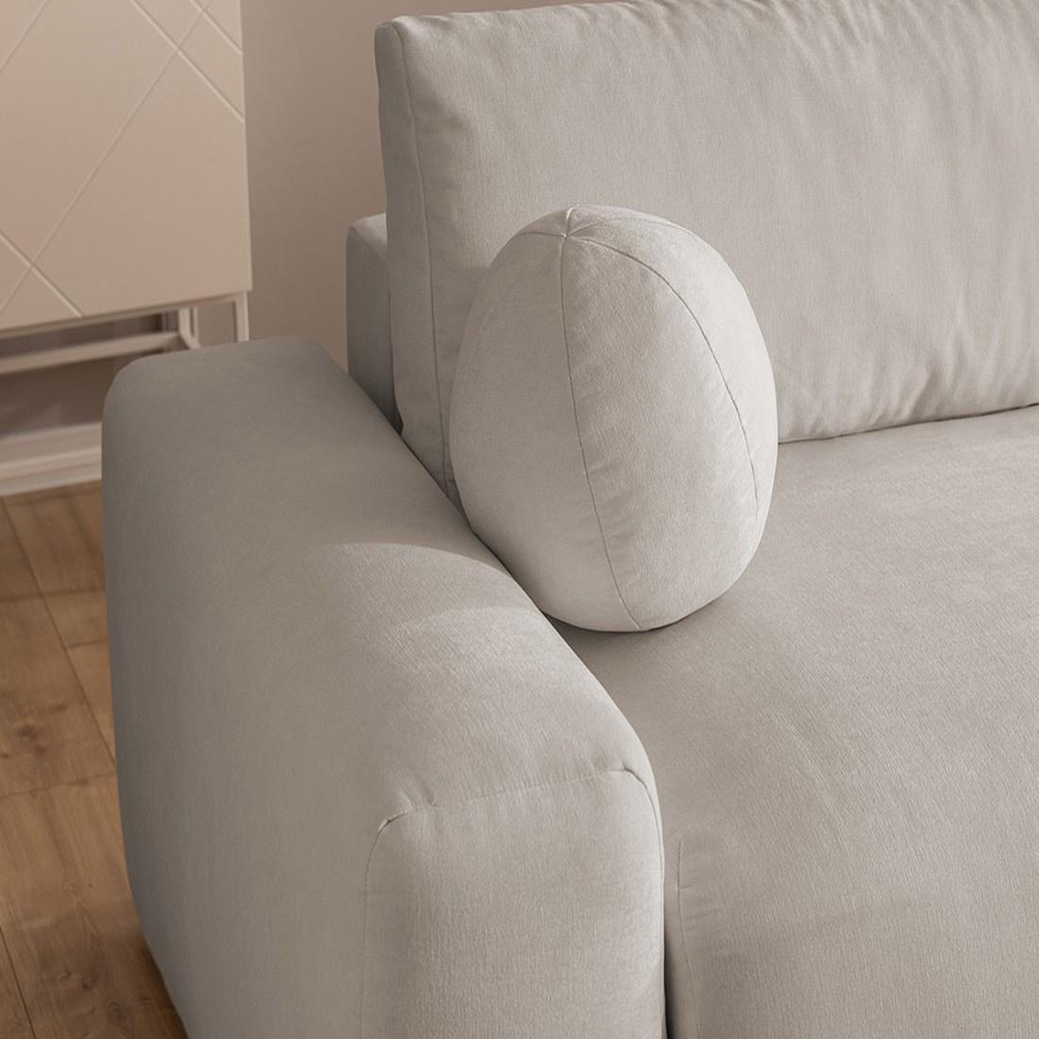 Voir la diapositive 5 : BEST MOBILIER Constance - canapé d'angle réversible 4 places convertible avec coffre en tissu