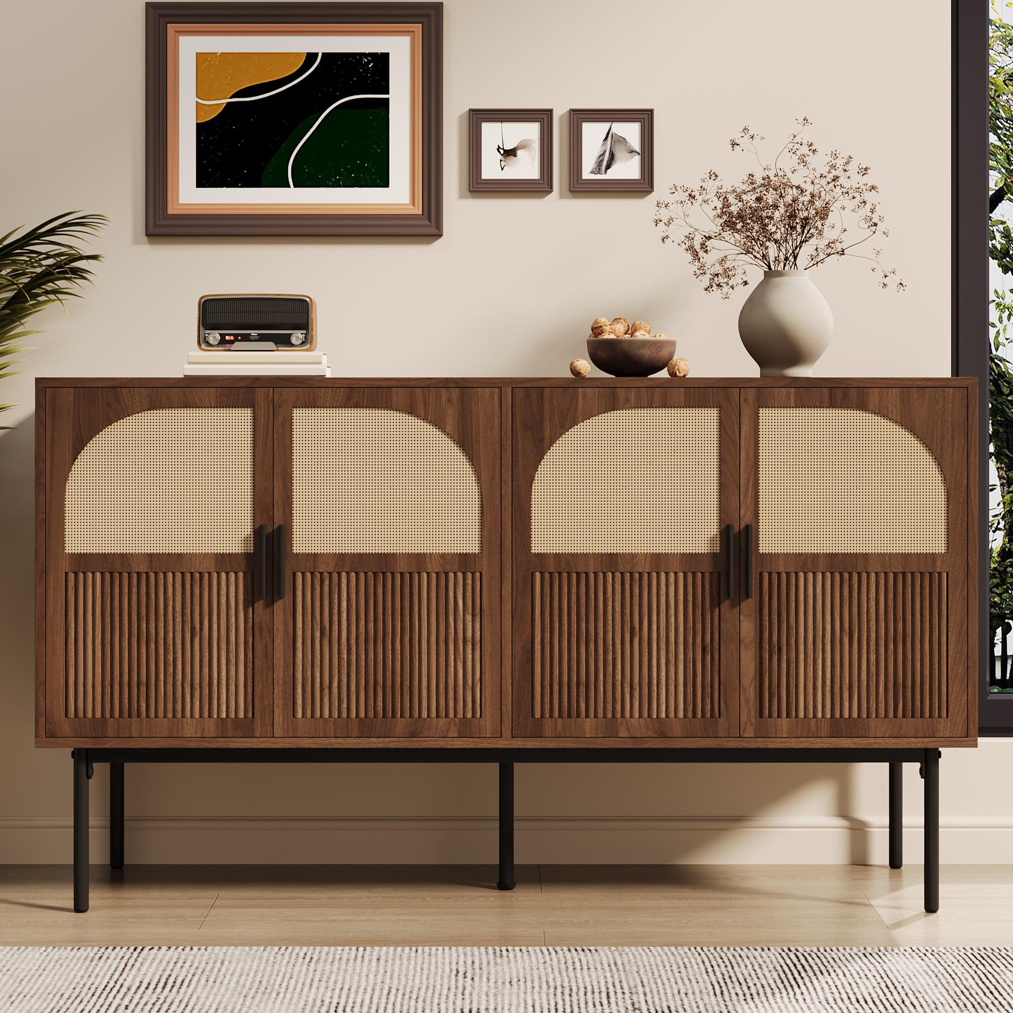 Voir la diapositive 2 : MERAX Buffet 4 porte(s) 0 tiroir(s) - 140 cm naturel mdf