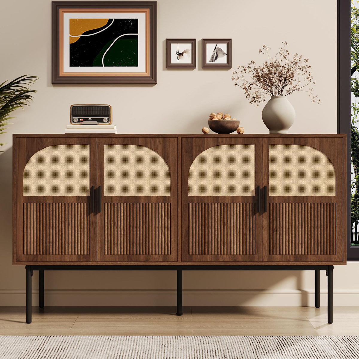 MERAX Buffet 4 porte(s) 0 tiroir(s) - 140 cm naturel mdf