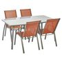Voir la diapositive 4 : GARDENSTAR Table de jardin rectangulaire - 4/6 places - Acier et verre - Gris