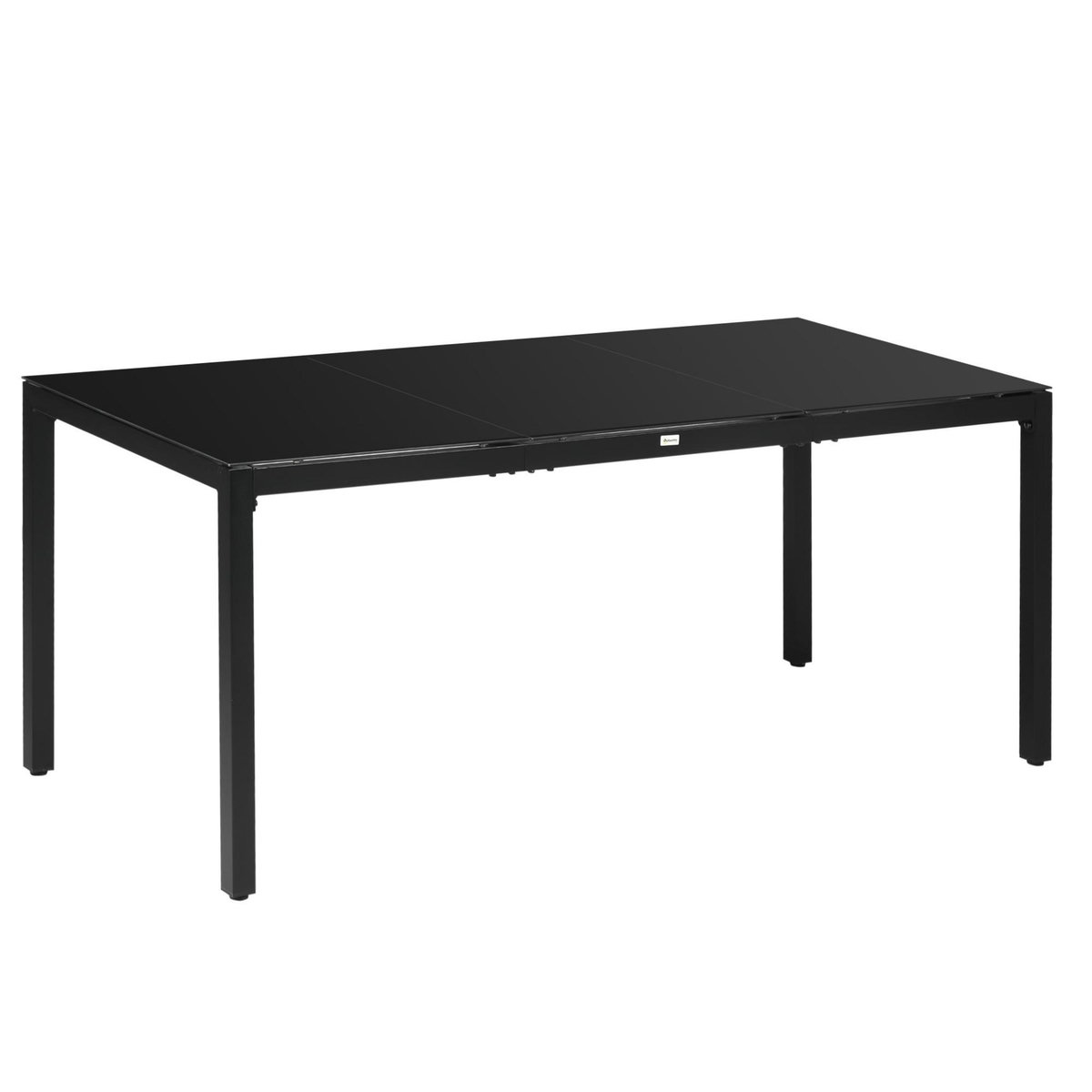 OUTSUNNY Table de jardin rectangulaire 8 personnes dim. 180L x 80l x 72H cm alu. plateau verre trempé noir