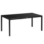 OUTSUNNY Table de jardin rectangulaire 8 personnes dim. 180L x 80l x 72H cm alu. plateau verre trempé noir