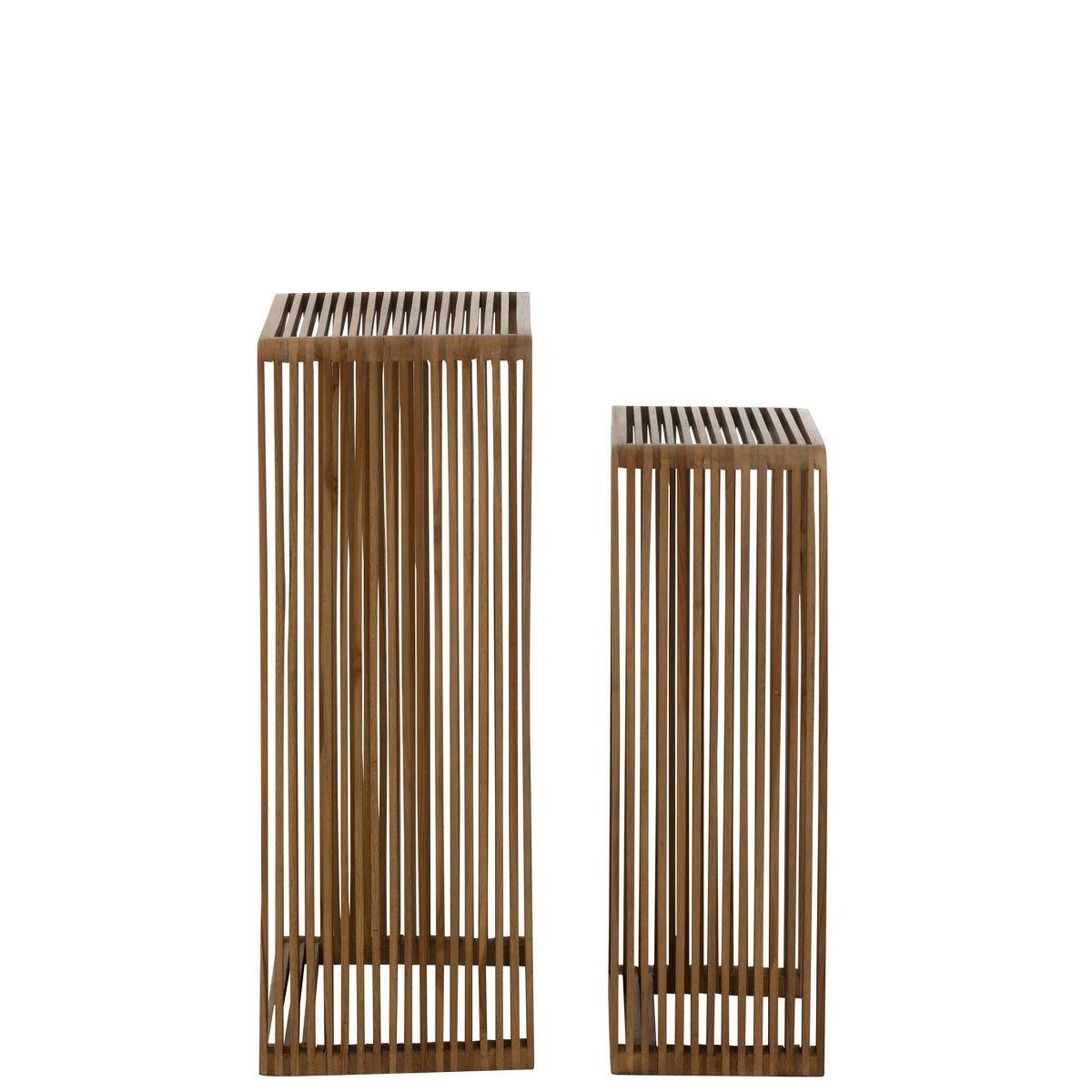 Voir la diapositive 4 : J-LINE Lot de 2 Tables d'Appoint en Bois  Teck  88cm Naturel