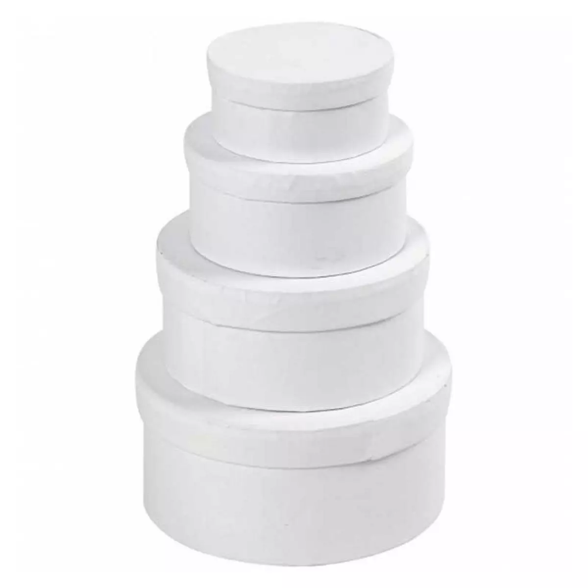 CREATIV COMPANY 4 boîtes rondes en carton blanc 4 x 8 cm à 7 x 14 cm