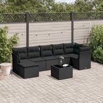 VIDAXL Salon de jardin 8 pcs avec coussins noir resine tressee