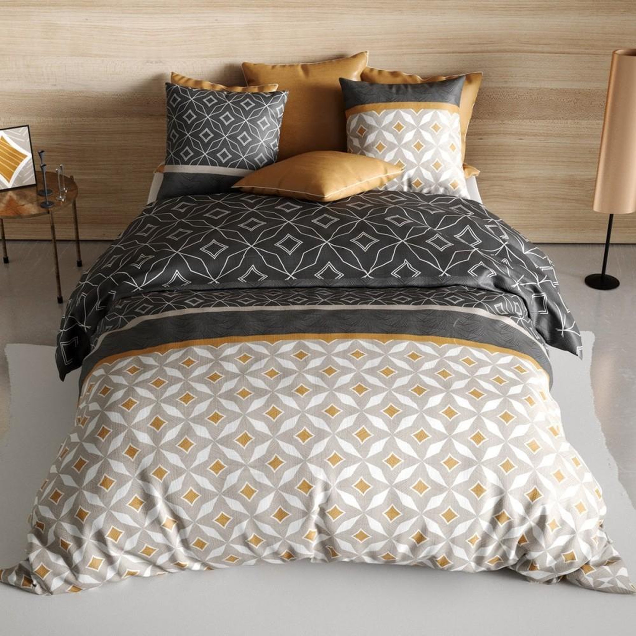 Voir la diapositive 3 : ATELIER DU COTON Housse de couette 240x220 Ota + 2 taies 100% coton 57 fils