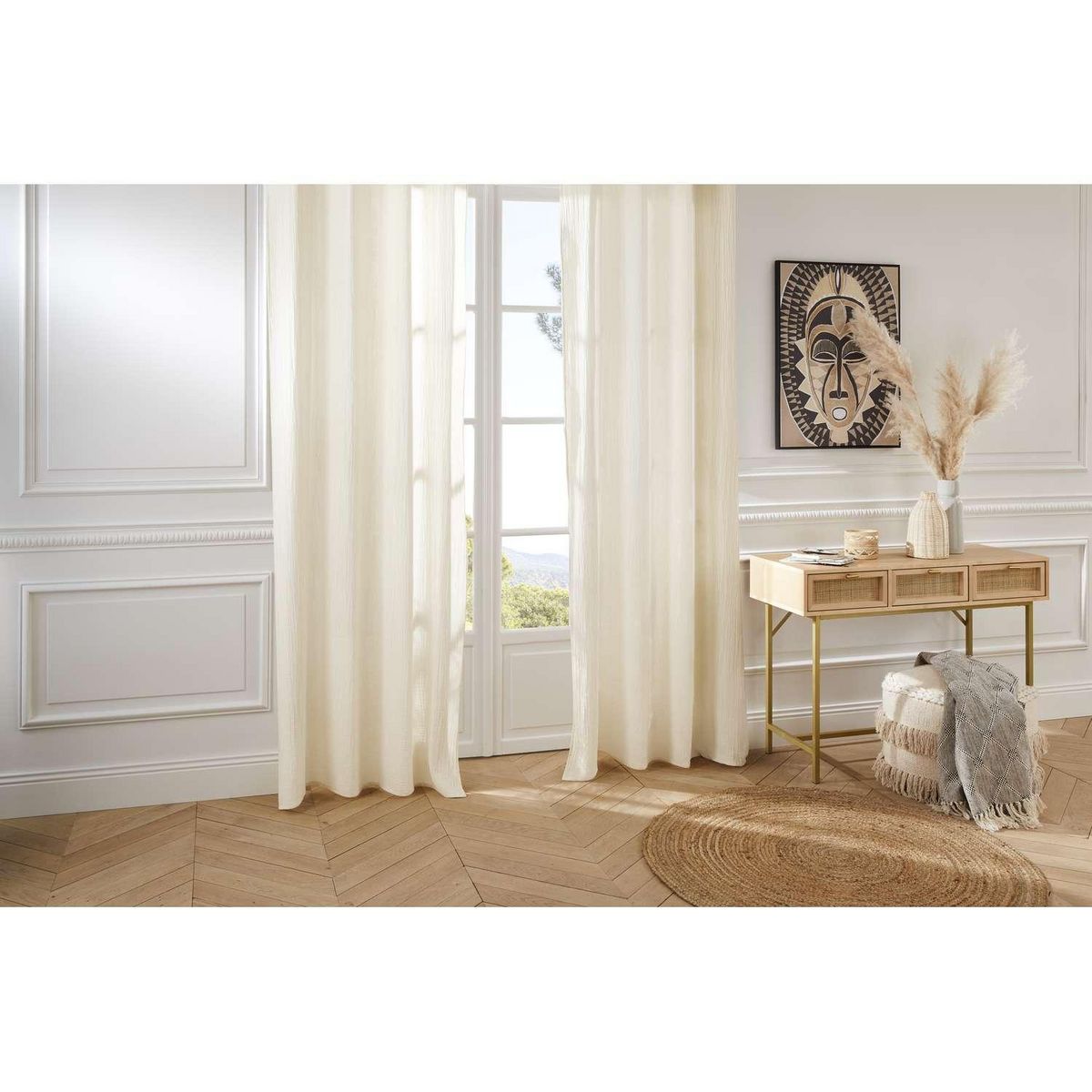 ATMOSPHERA Rideau en gaze de coton - 130 x 260 cm - Ivoire