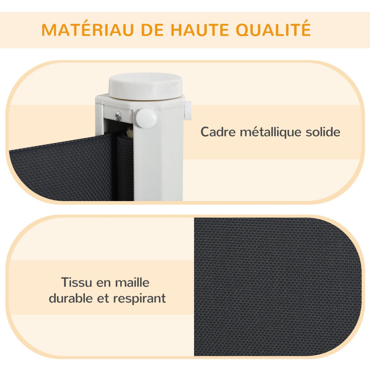 PAWHUT Barrière de sécurité barrière animaux rétractable automatique 1,15L x 0,83H m teslin métal gris