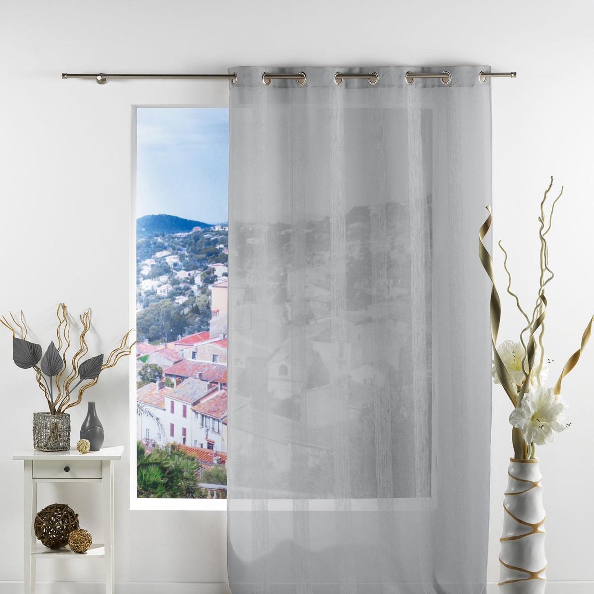 Douceur d'Intérieur Rideau voilage  salina  140x240cm gris