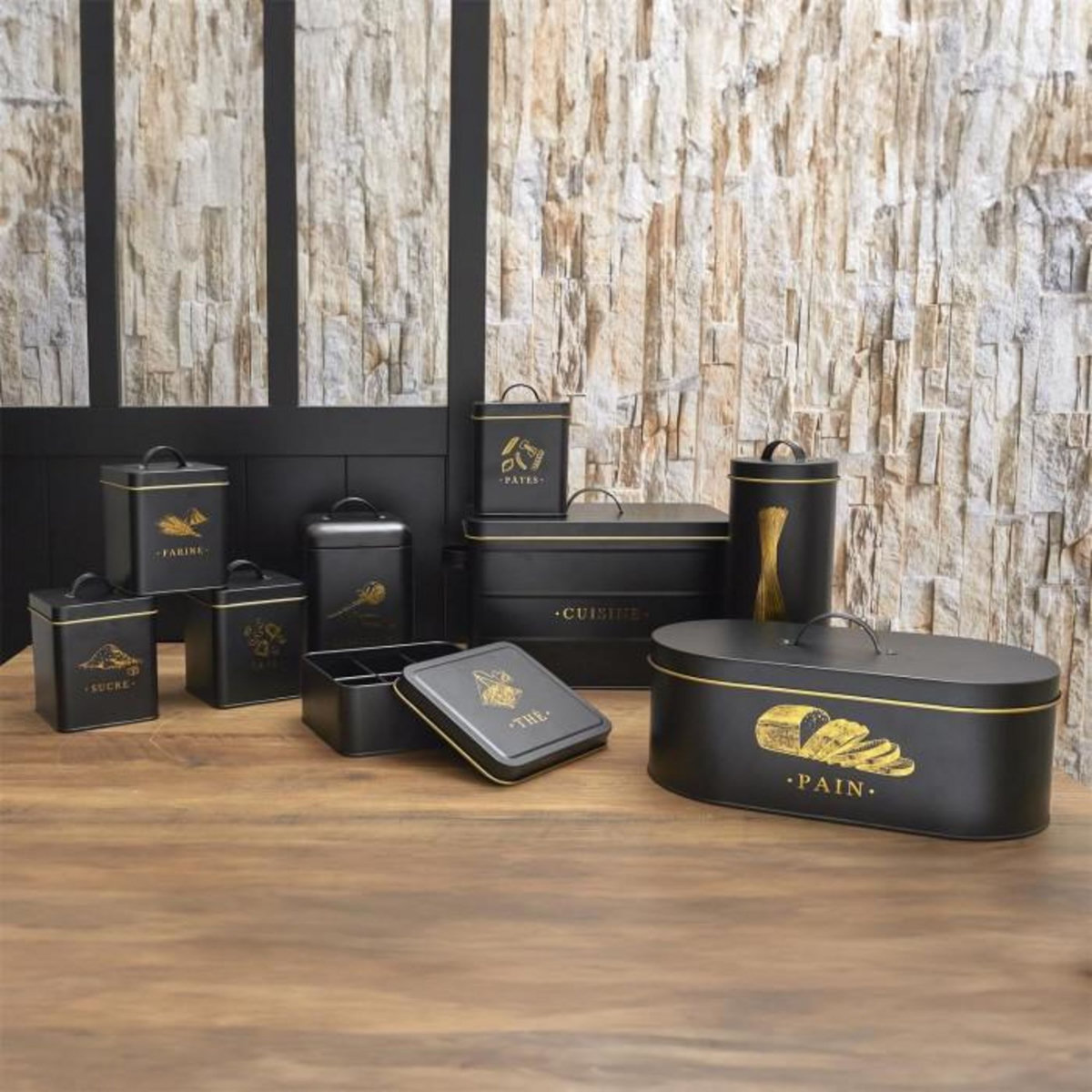 Paris Prix Boîte à Cuisine en Métal  Lounge  33cm Noir