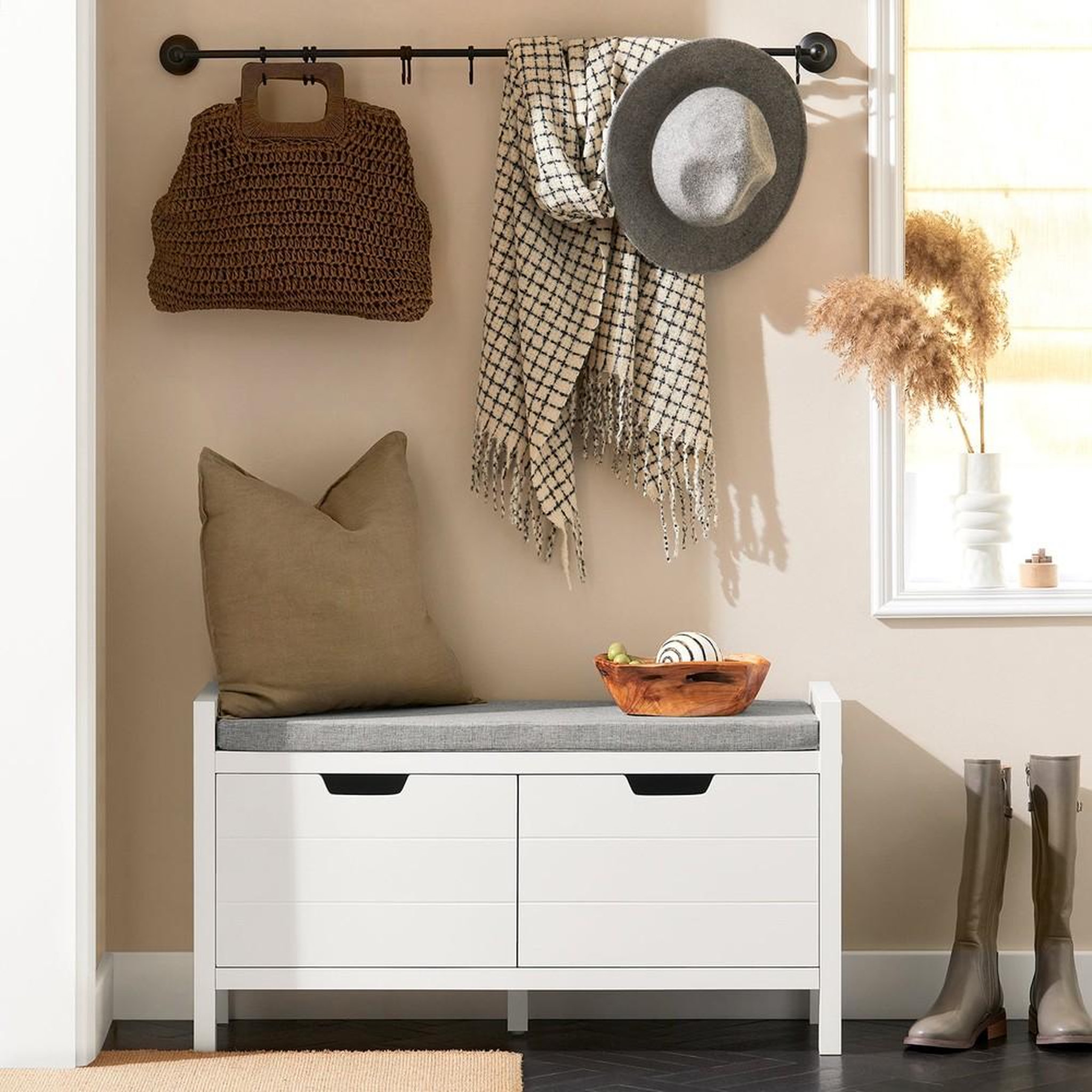 Voir la diapositive 2 : SOBUY SoBuy - Banc de rangement à chaussures avec deux portes - Moderne - FSR63-II