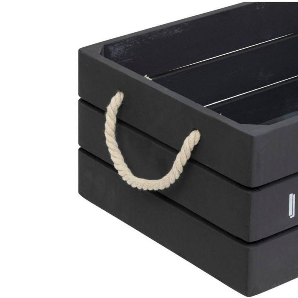 ATMOSPHERA Lot de 3 cagettes en Bois  Denys  35cm Gris