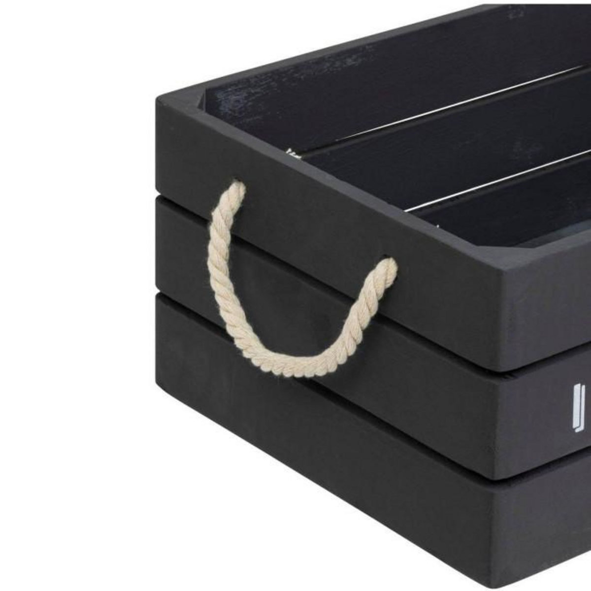 ATMOSPHERA Lot de 3 cagettes en Bois  Denys  35cm Gris