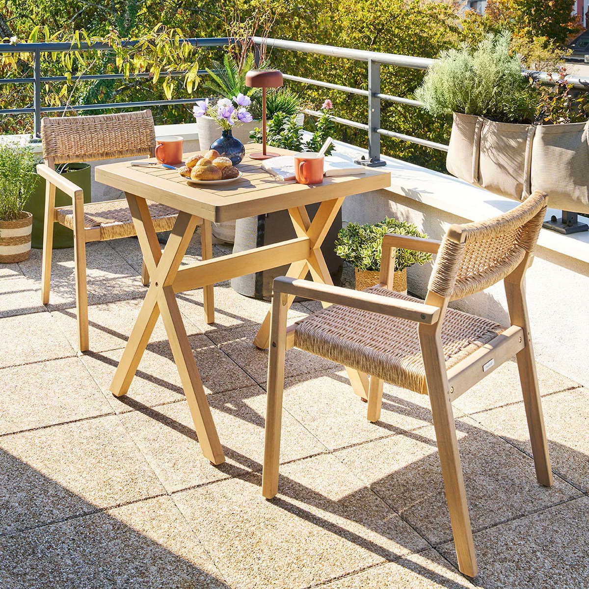 HESPERIDE Table de jardin carrée en bois 2 places XENIA - Beige