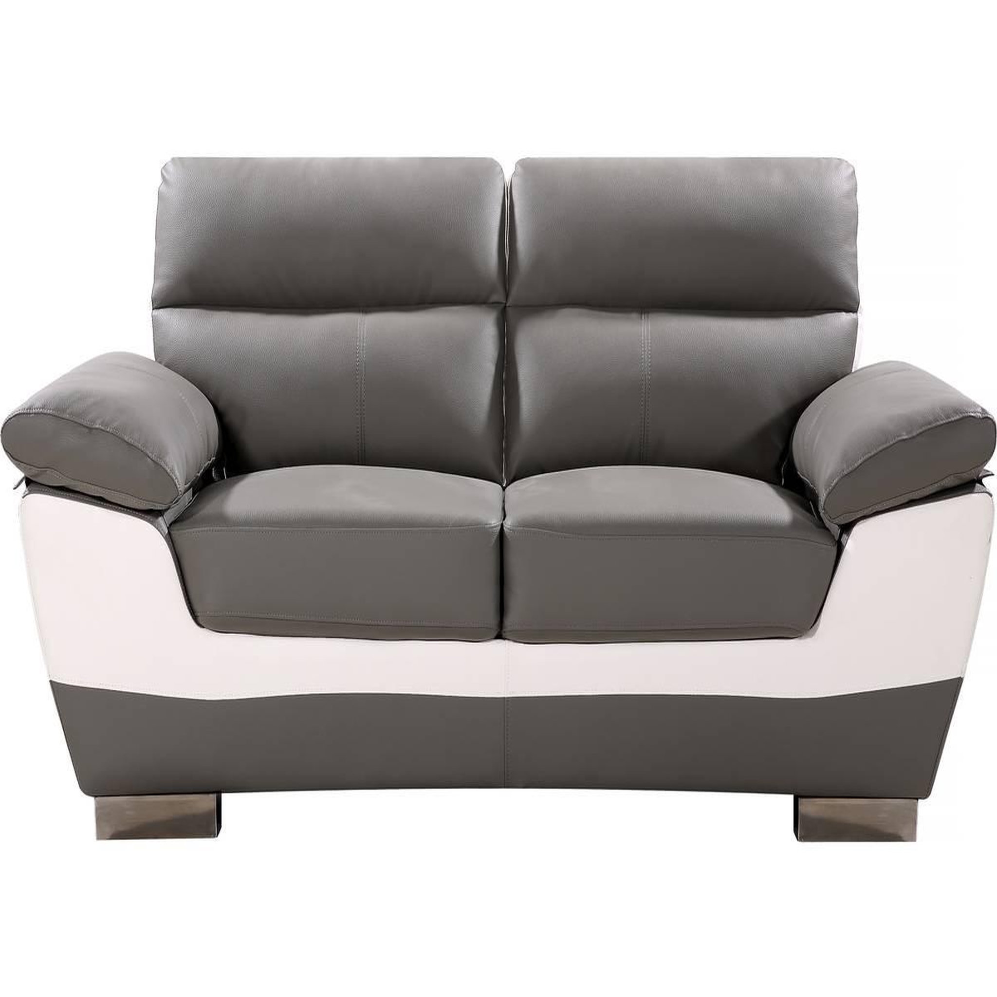 Voir la diapositive 3 : Habitat et Jardin Canapé fixe en cuir reconstitué et pvc   dallas  - 169 x 88 x 90 cm - 2 places - gris/blanc