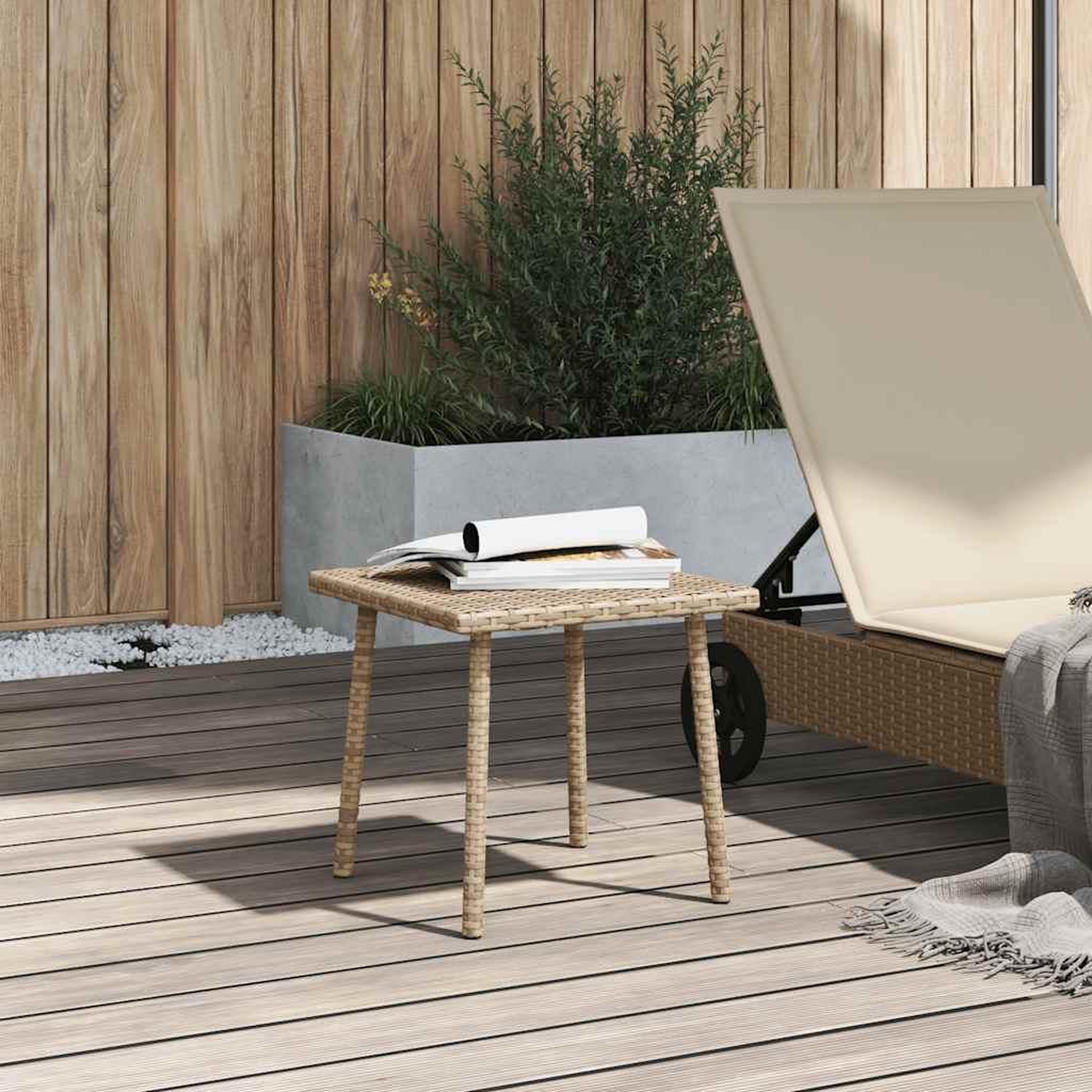 Voir la diapositive 3 : VIDAXL Table basse de jardin rectangulaire beige 40x40x37 cm rotin