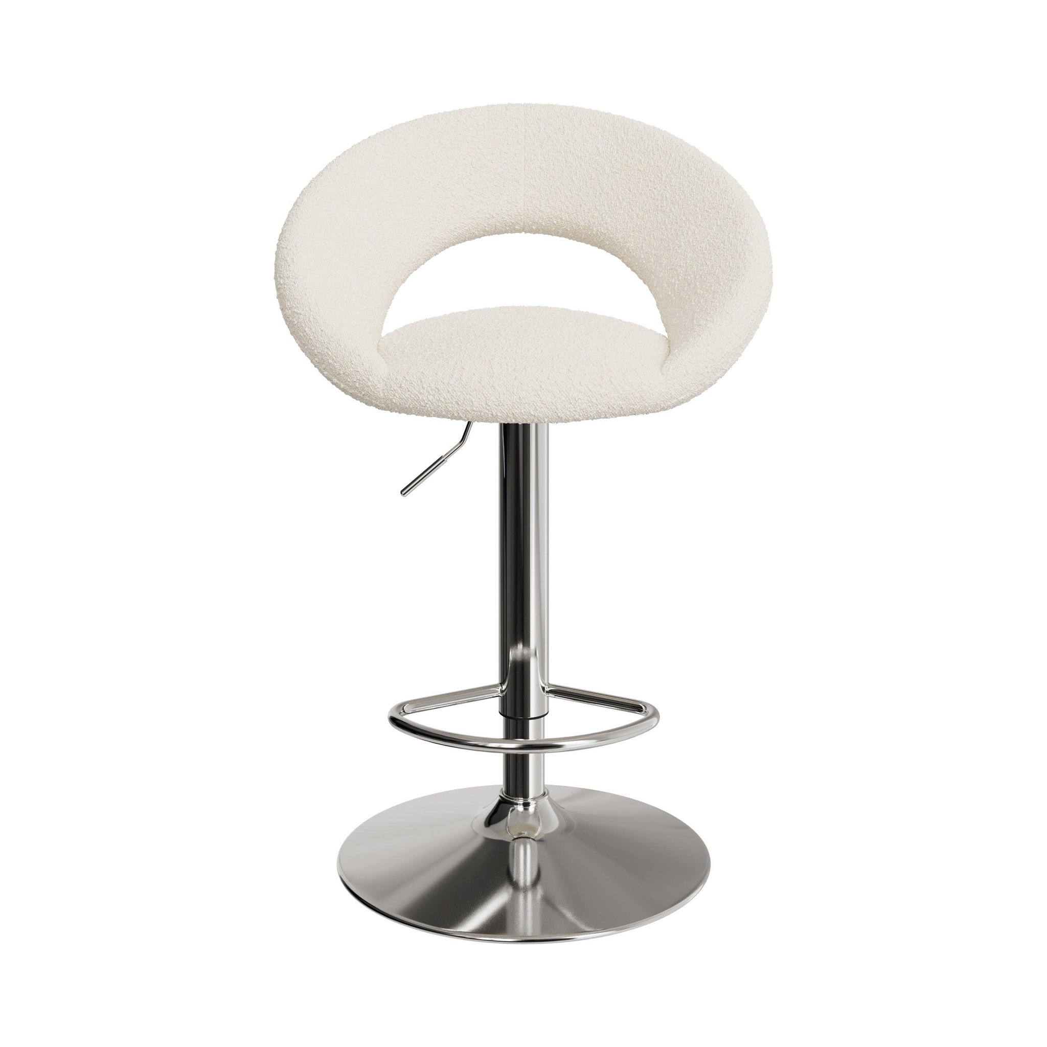 Voir la diapositive 6 : MAISON PAVANE Lot de 2 chaises de bar en tissu bouclé crème 61/76,5 cm-cloclo