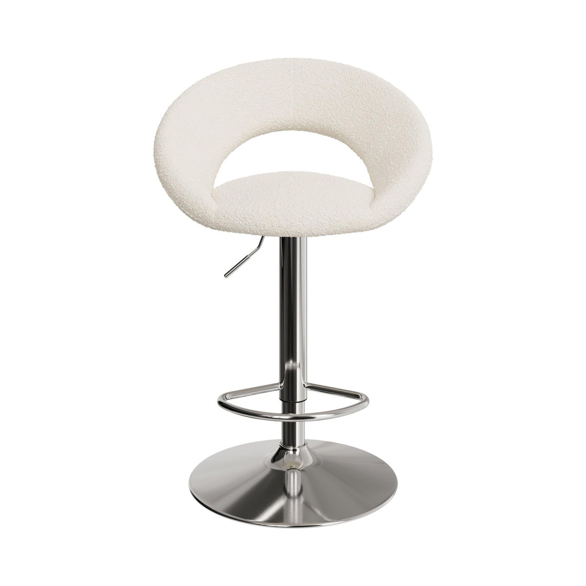 Rendez vous déco Lot de 2 chaises de bar en tissu bouclé crème 61/76,5 cm-Cloclo