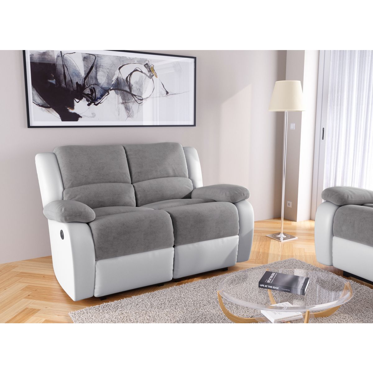 Canapé relax électrique 2 ou 3 places tissu simili HELENA