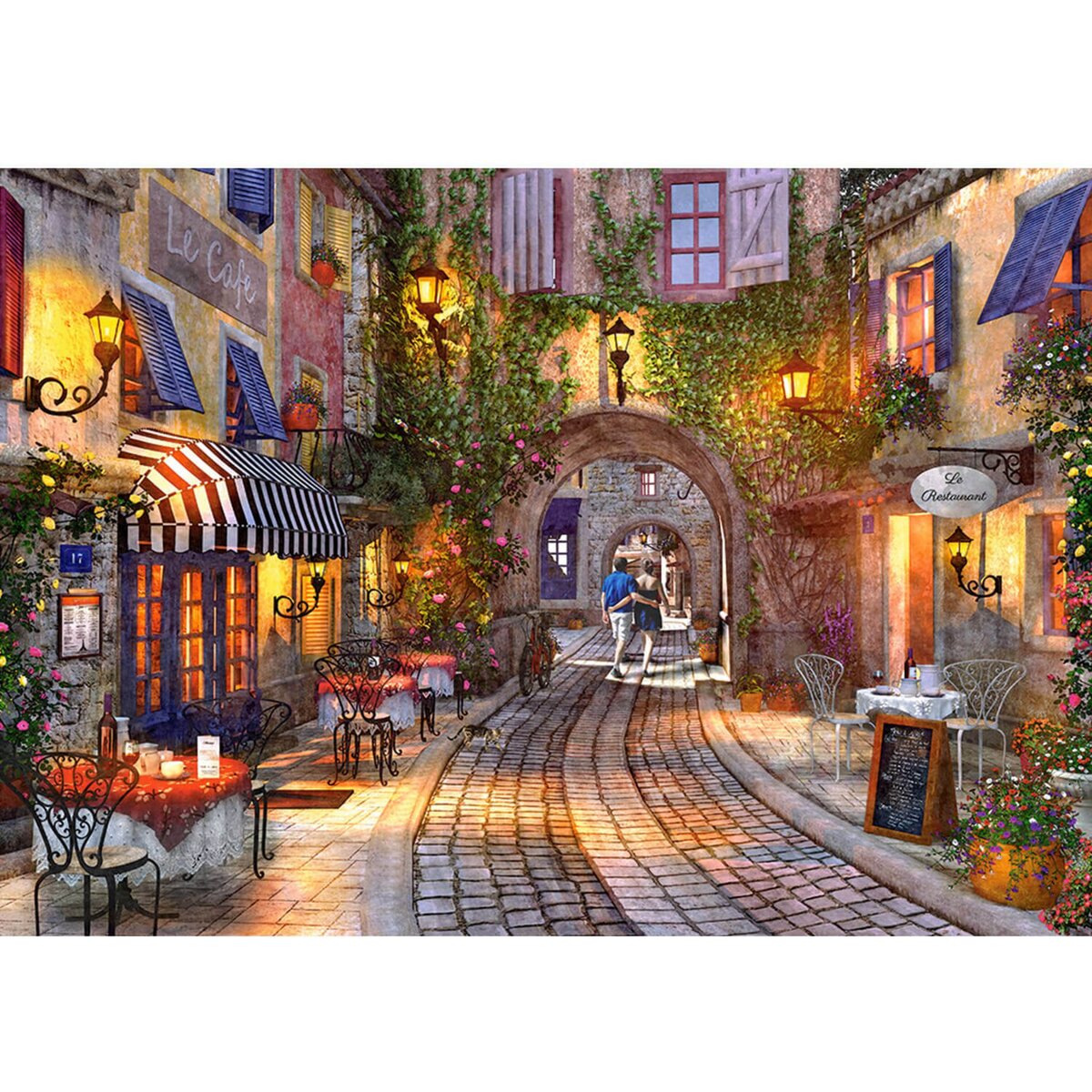 Puzzle en bois 1000 pièces : Ruelle française - Trefl - Rue des