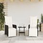 Voir la diapositive 3 : VIDAXL Chaises inclinables de jardin lot de 2 et coussins noir rotin