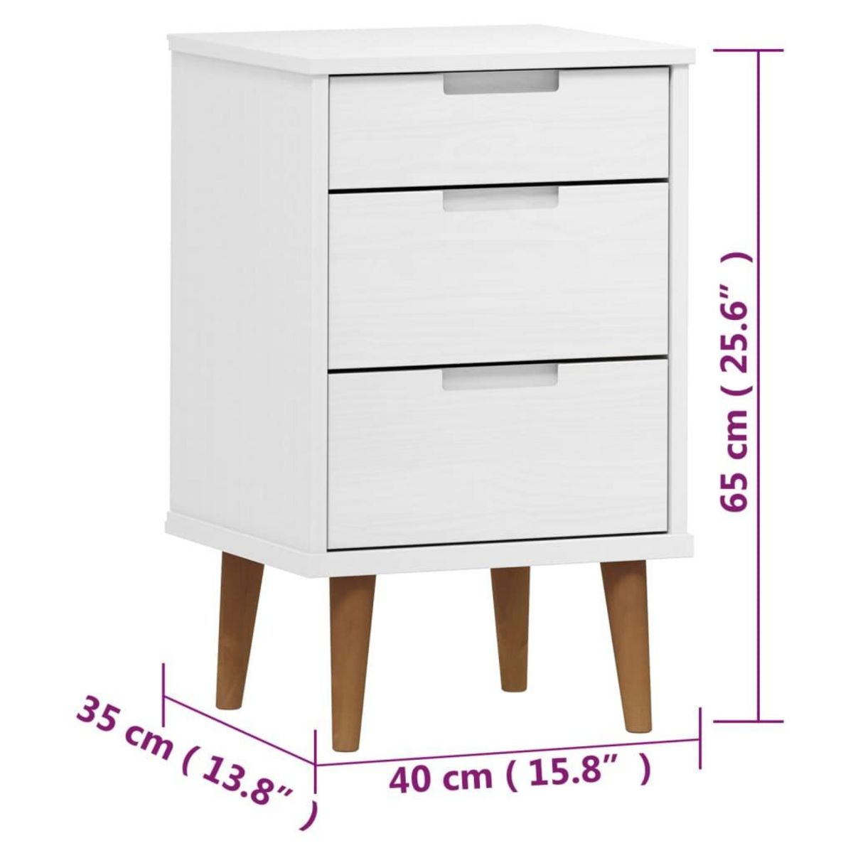 VIDAXL Table de chevet MOLDE Blanc 40x35x65 cm Bois de pin massif