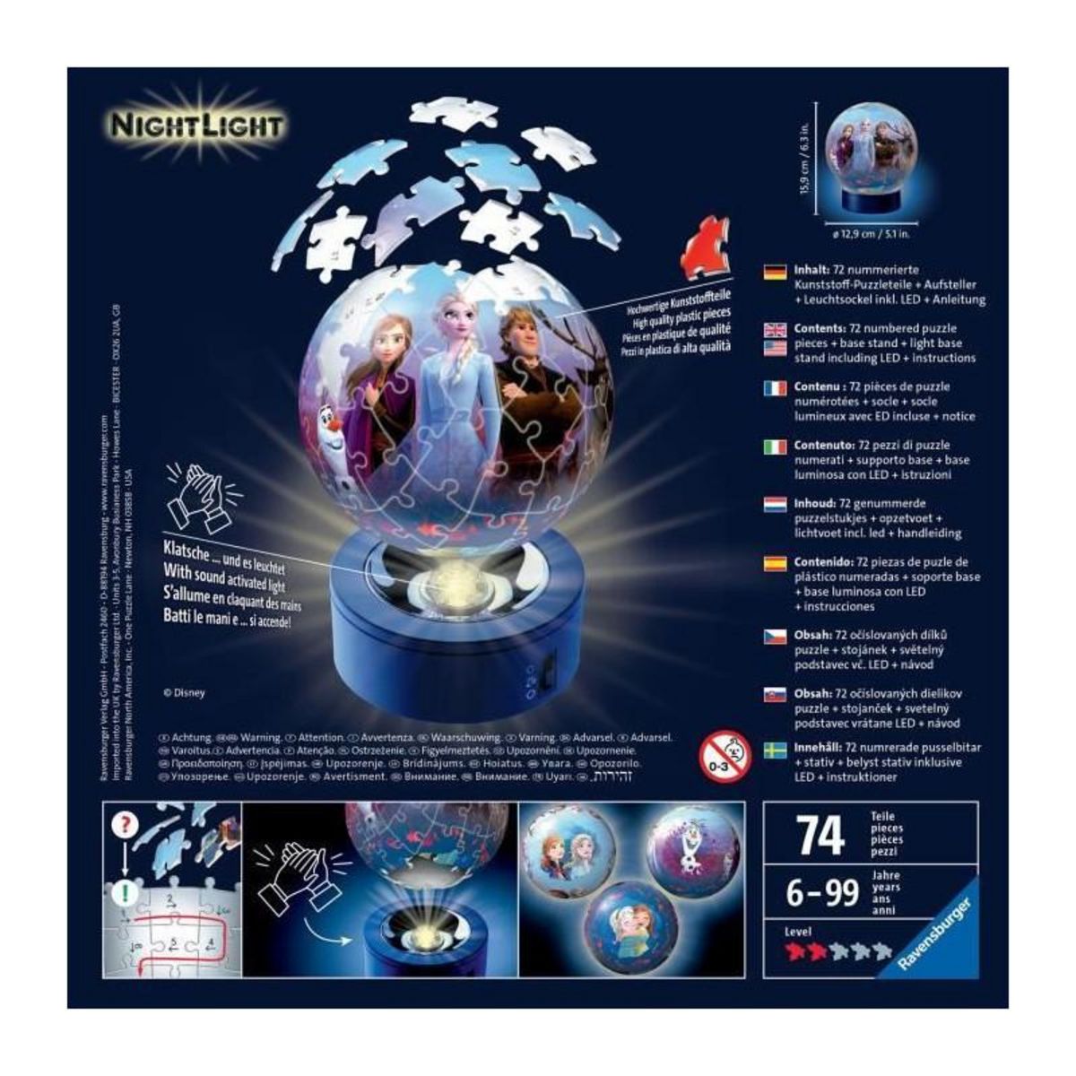 RAVENSBURGER Puzzle 3D Ball La Reine des Neiges 2 illuminé - Ravensburger - Enfant 6 ans et plus