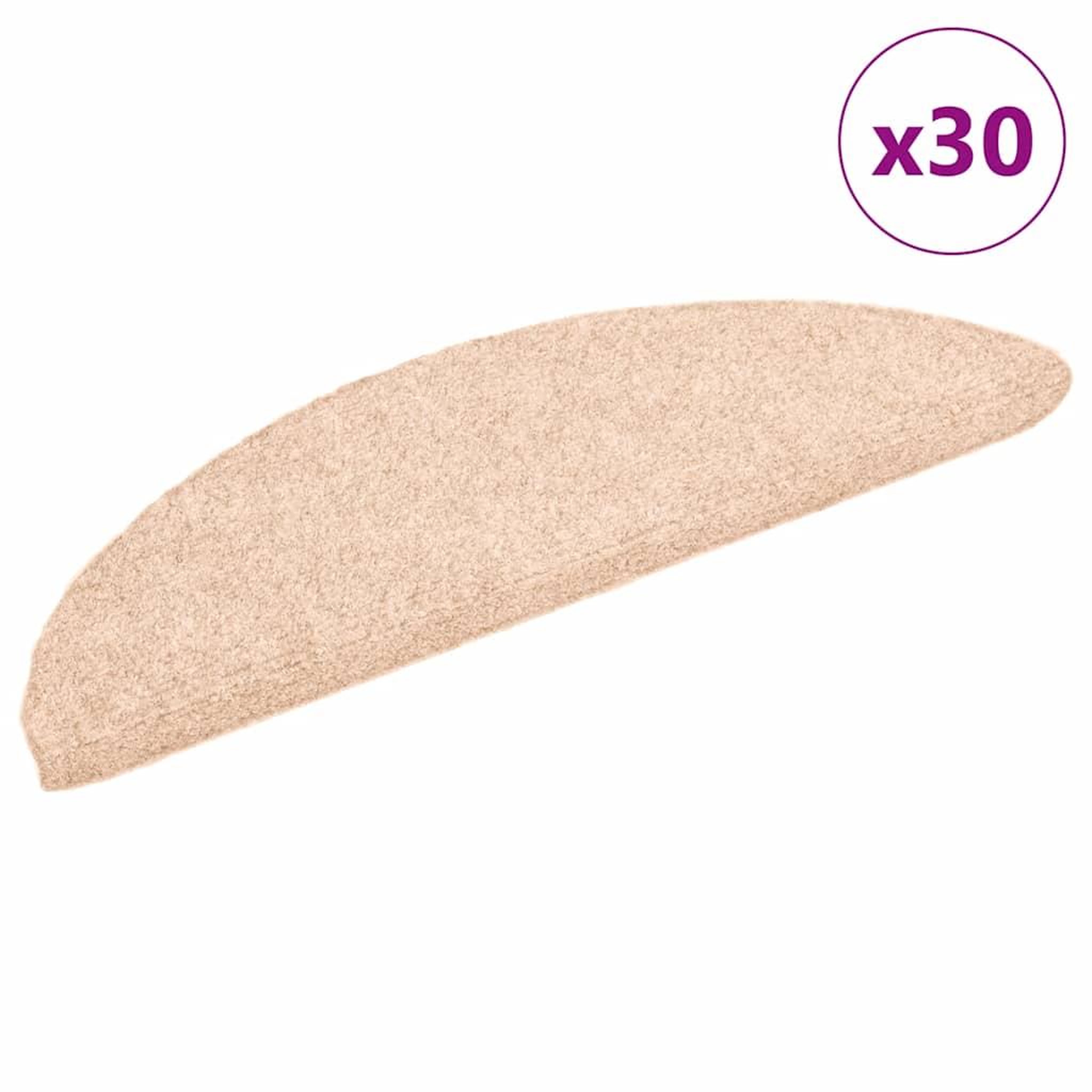 VIDAXL Tapis d'escalier auto-adhesifs 30 pcs creme 56x17x3 cm