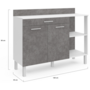 Voir la diapositive 5 : ID MARKET Buffet bas de cuisine 120 cm CINA plan de travail H.83 cm 2 portes + tiroir blanc et effet béton