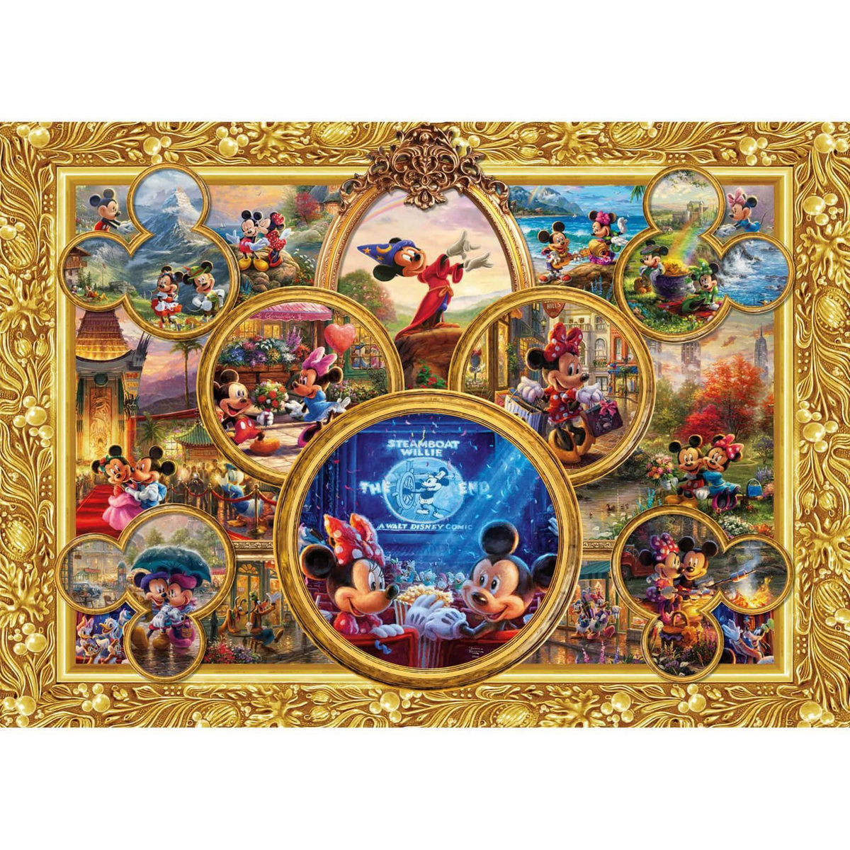 Schmidt Puzzle 2000 pièces : Thomas Kinkade : Mickey et Minnie, Collage de rêve, Disney