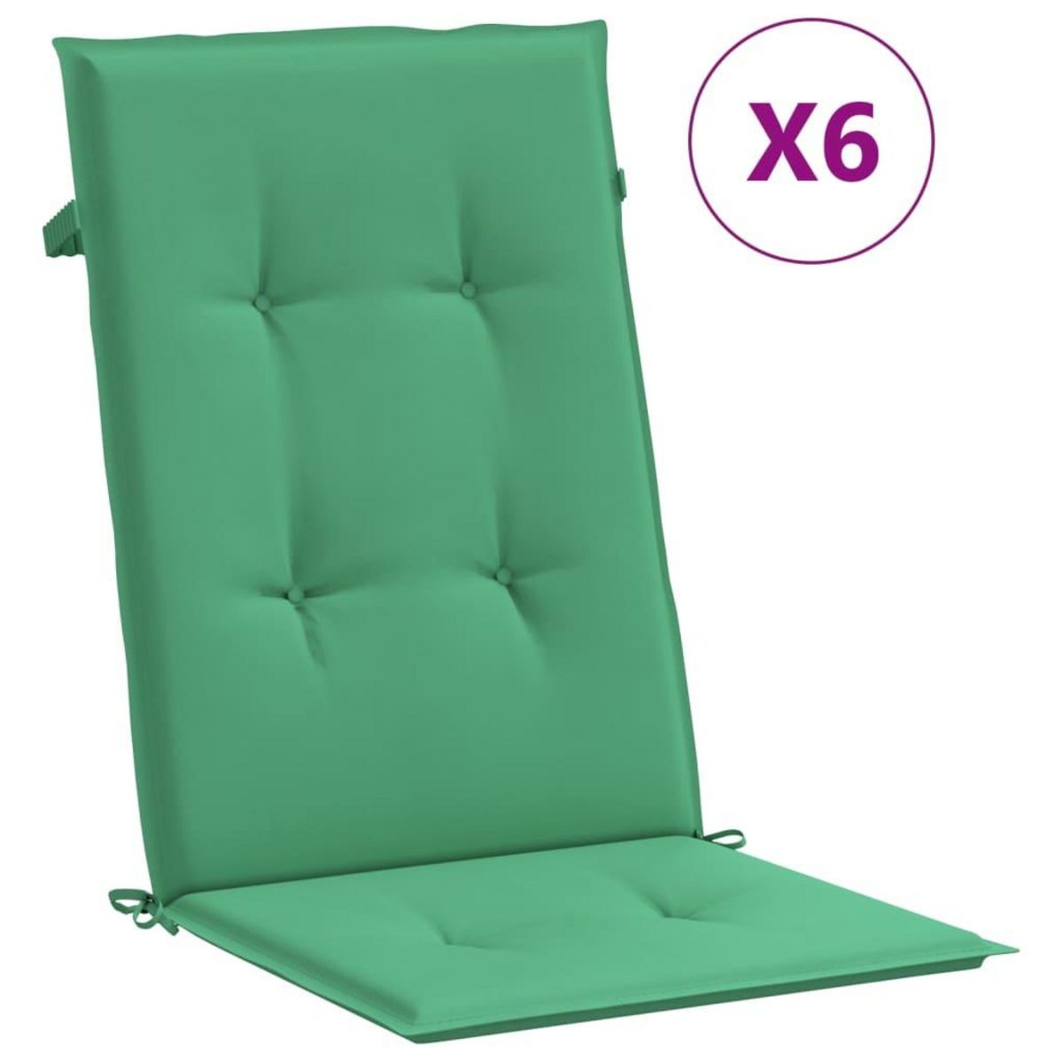 VIDAXL Coussins de chaise de jardin a dossier haut lot de 6 vert tissu