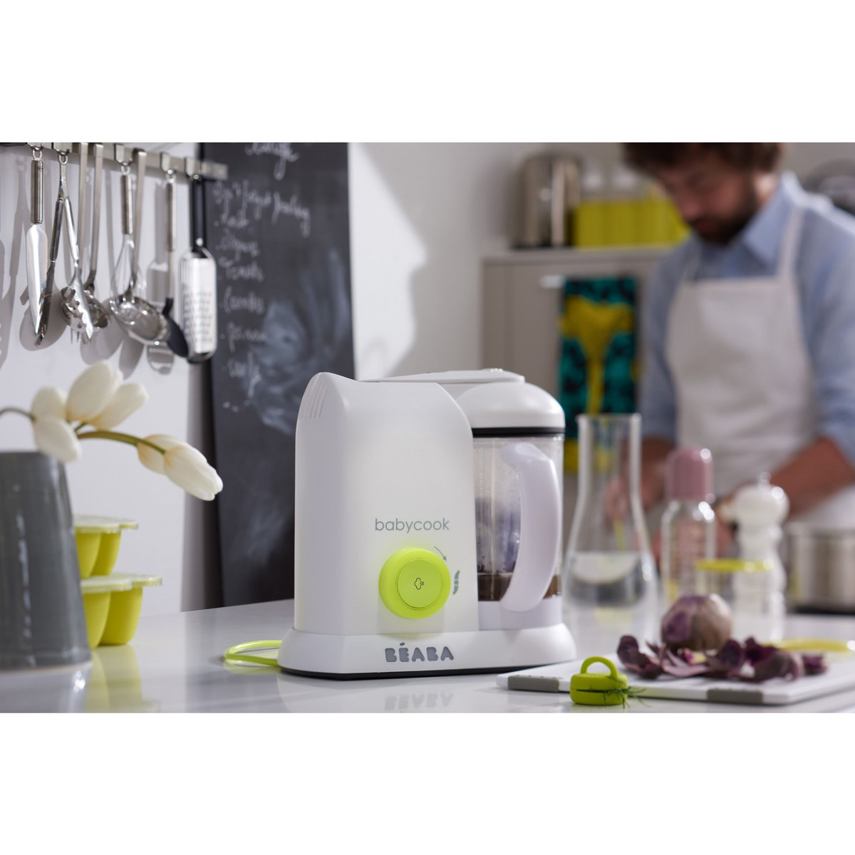 BEABA Cuiseur vapeur - mixeur pour bébé BabyCook® néon