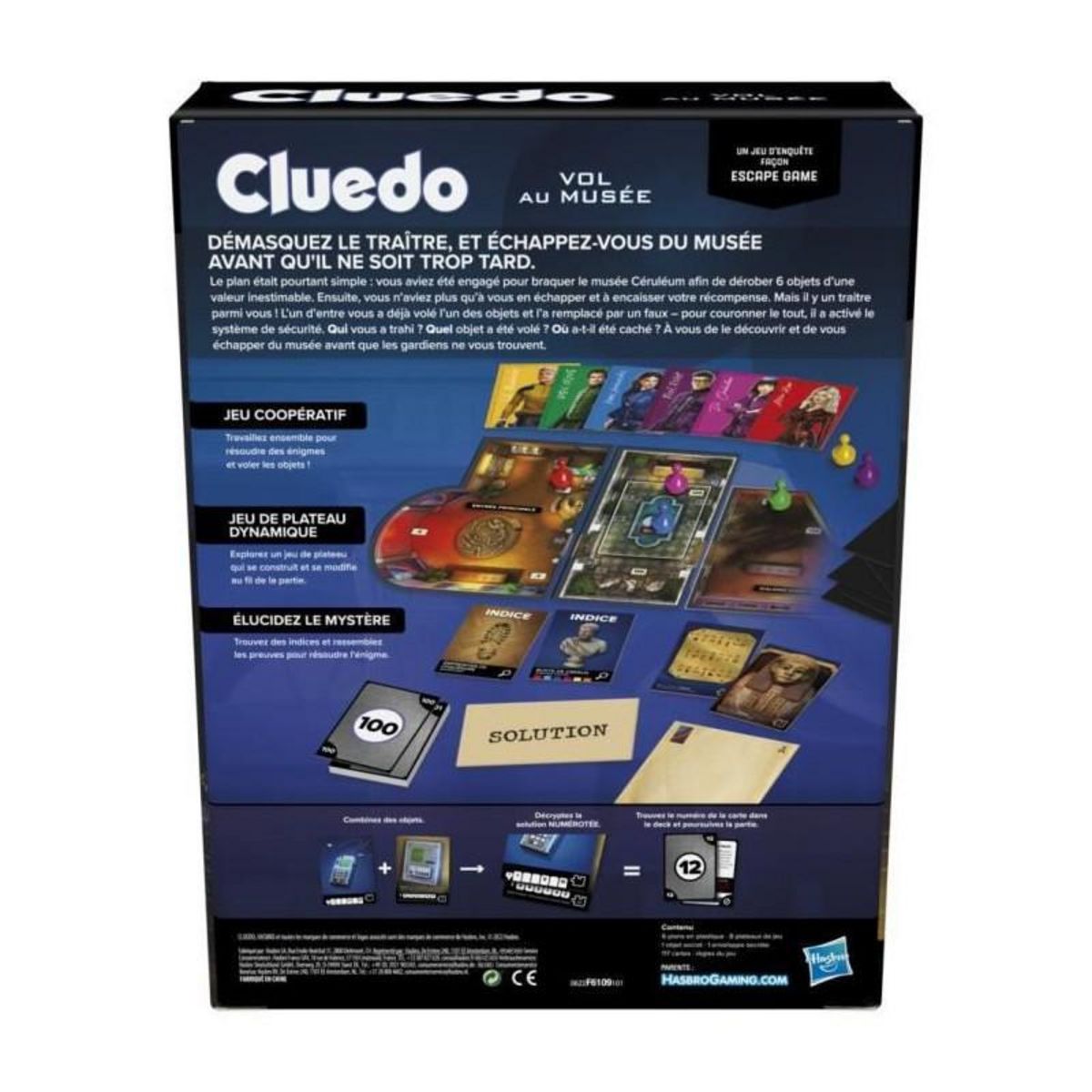HASBRO Cluedo Vol au musée - jeu d'enquete façon Escape Game - jeu de plateau coopératif familial - a partir de 10 ans - 1 a 6 joue