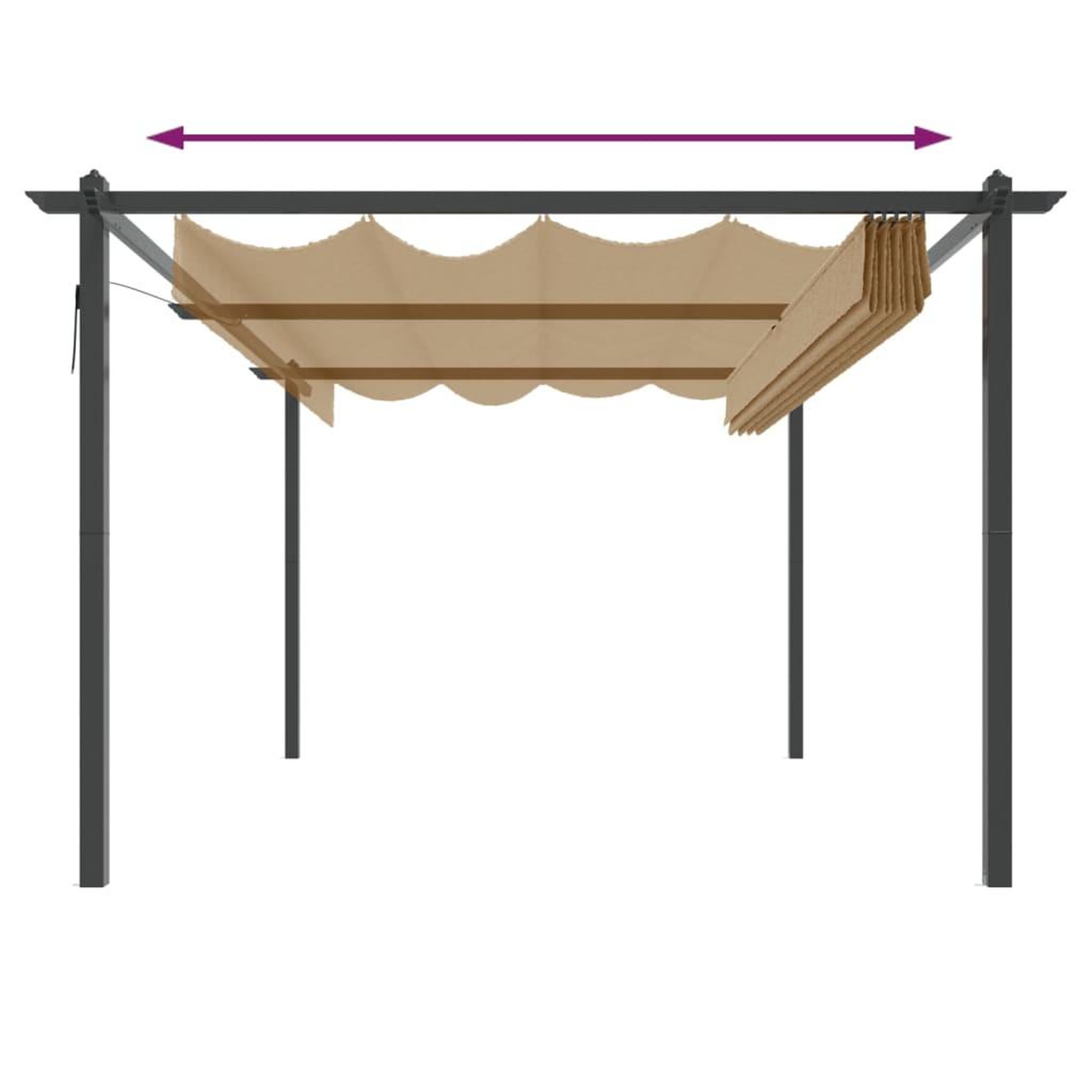 Voir la diapositive 5 : VIDAXL Tonnelle de jardin avec toit retractable 4x3 m Taupe