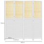 Voir la diapositive 3 : HOMCOM Paravent séparateur de pièce 4 panneaux pliables dim. 160L x 170H cm - bois blanc aspect rotin