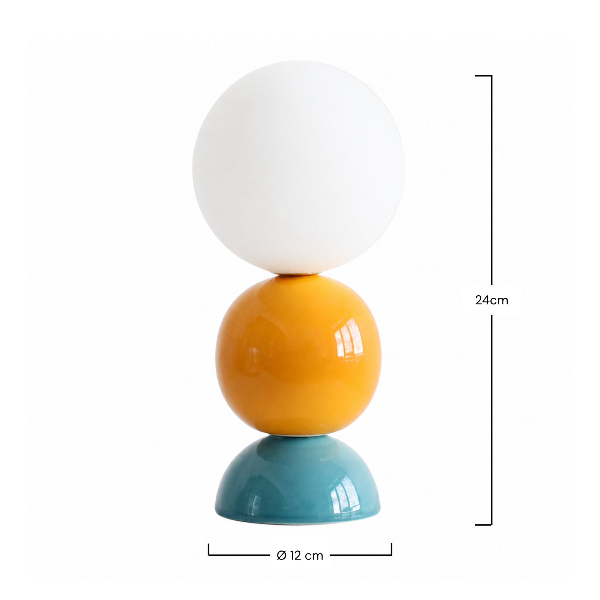 Voir la diapositive 4 : MAISON PAVANE Lampe à poser en céramique bleu et jaune-Pili