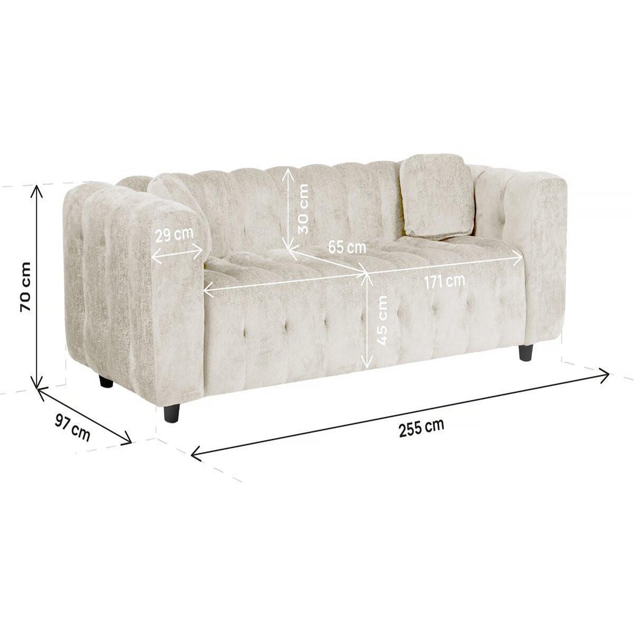 Voir la diapositive 3 : Habitat et Jardin Canapé droit en tissu chenille  vendome  - 3 places - beige