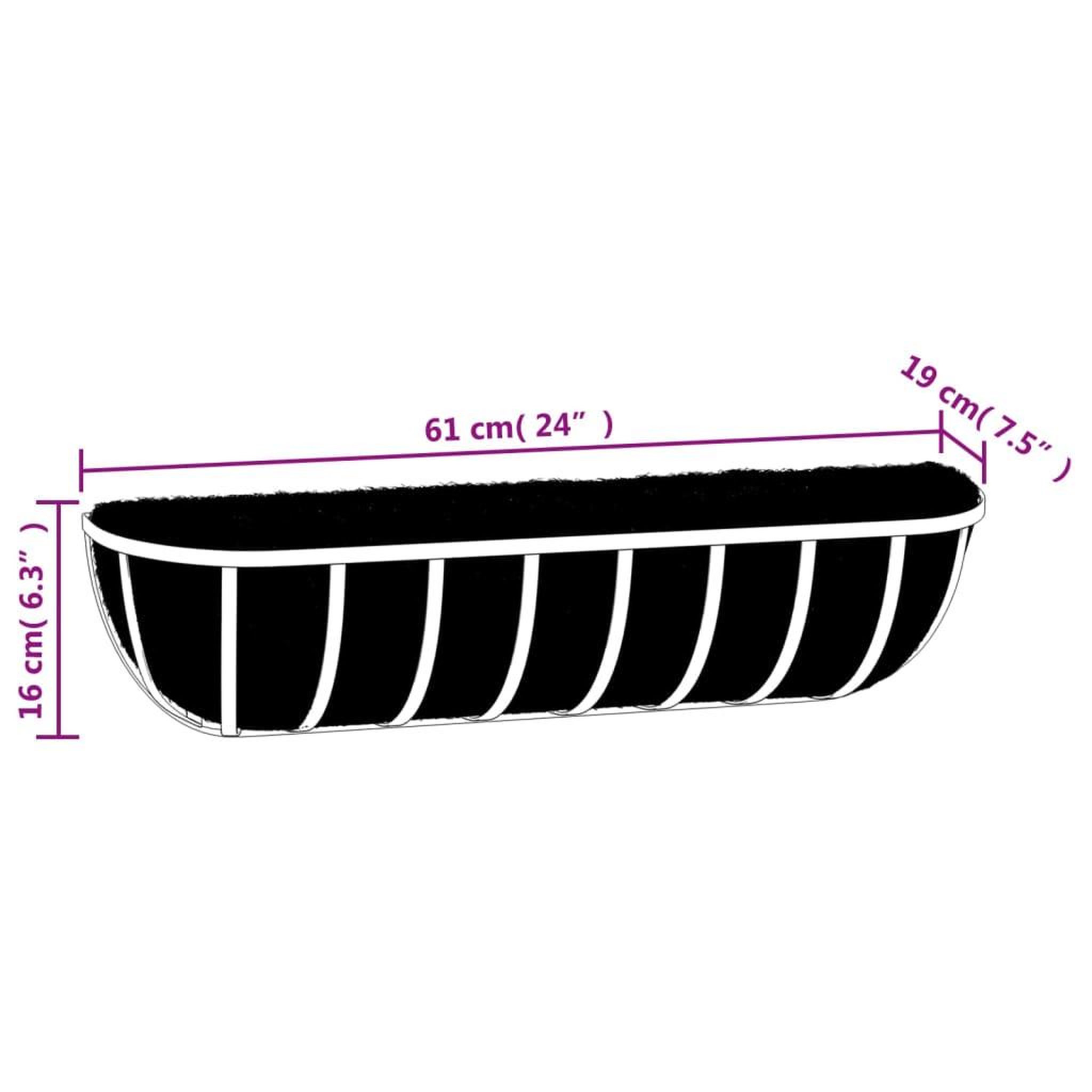 Voir la diapositive 6 : VIDAXL Jardinieres murales 2 pcs en coco noir 61x19x16 cm acier