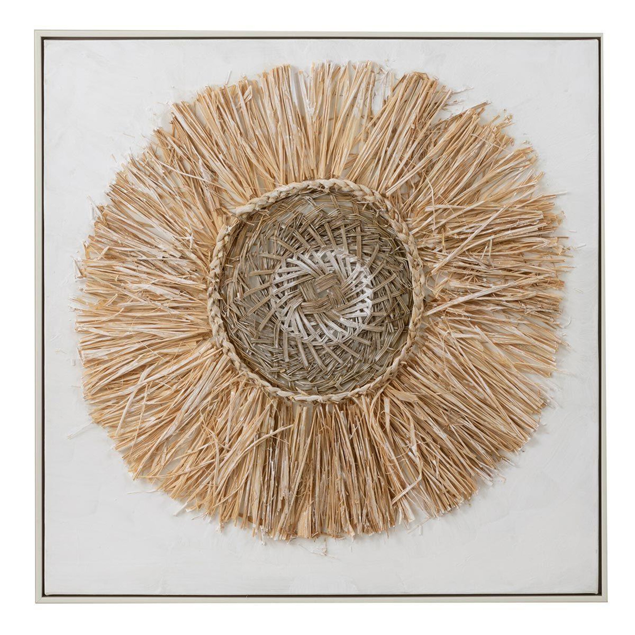 Voir la diapositive 1 : J-LINE Tableau déco cercle  ibiza  70x70cm naturel
