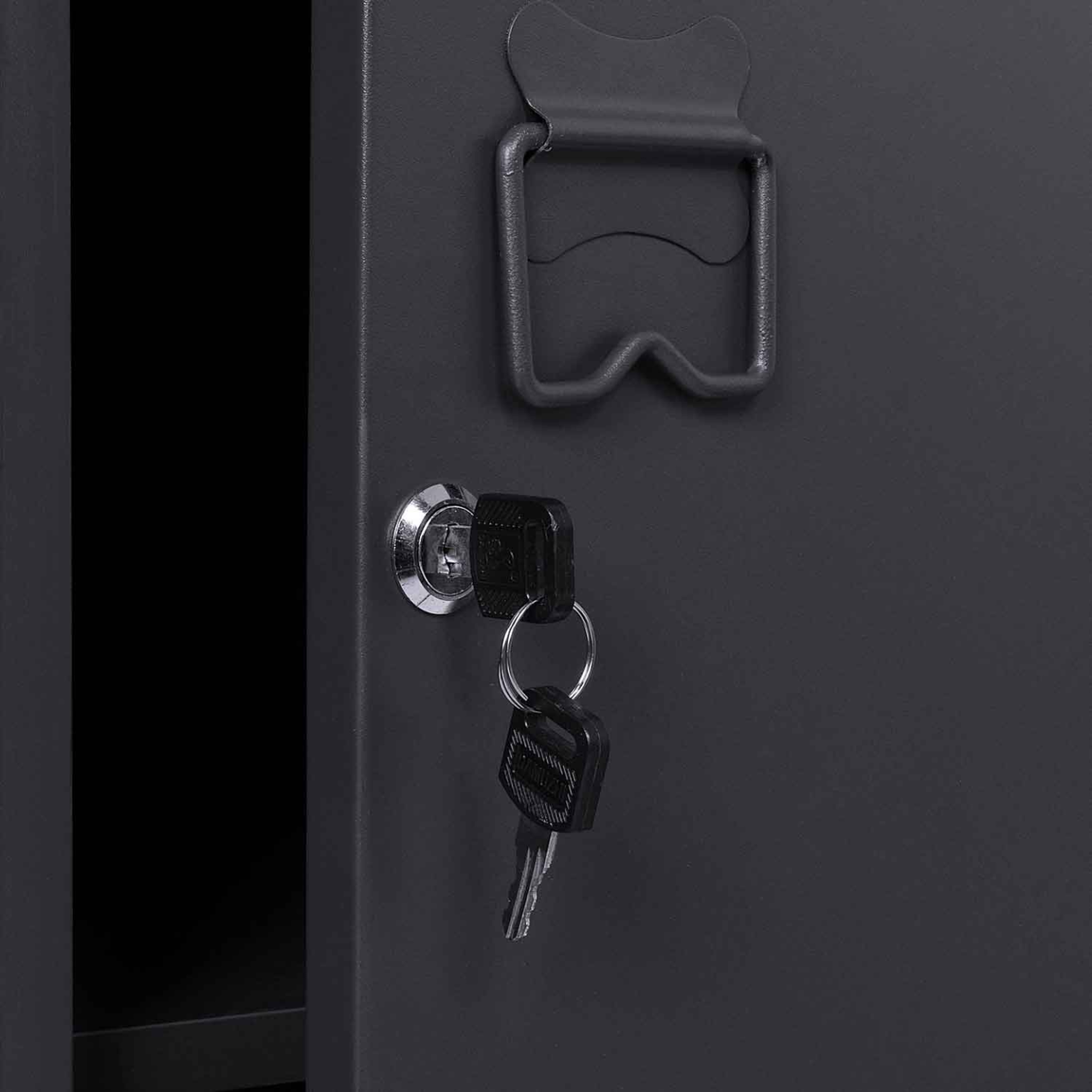 Voir la diapositive 5 : ID MARKET Armoire vestiaire ester 1 porte métal gris foncé design industriel