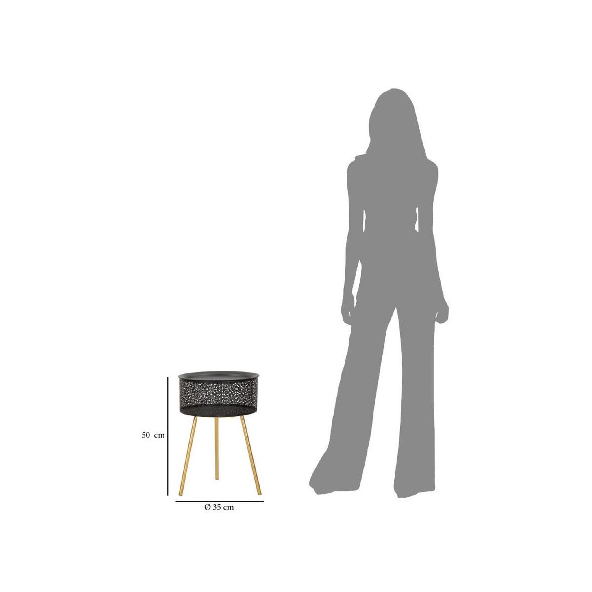 Voir la diapositive 6 : Paris Prix Table d'appoint avec rangement  blacky  50cm noir & or