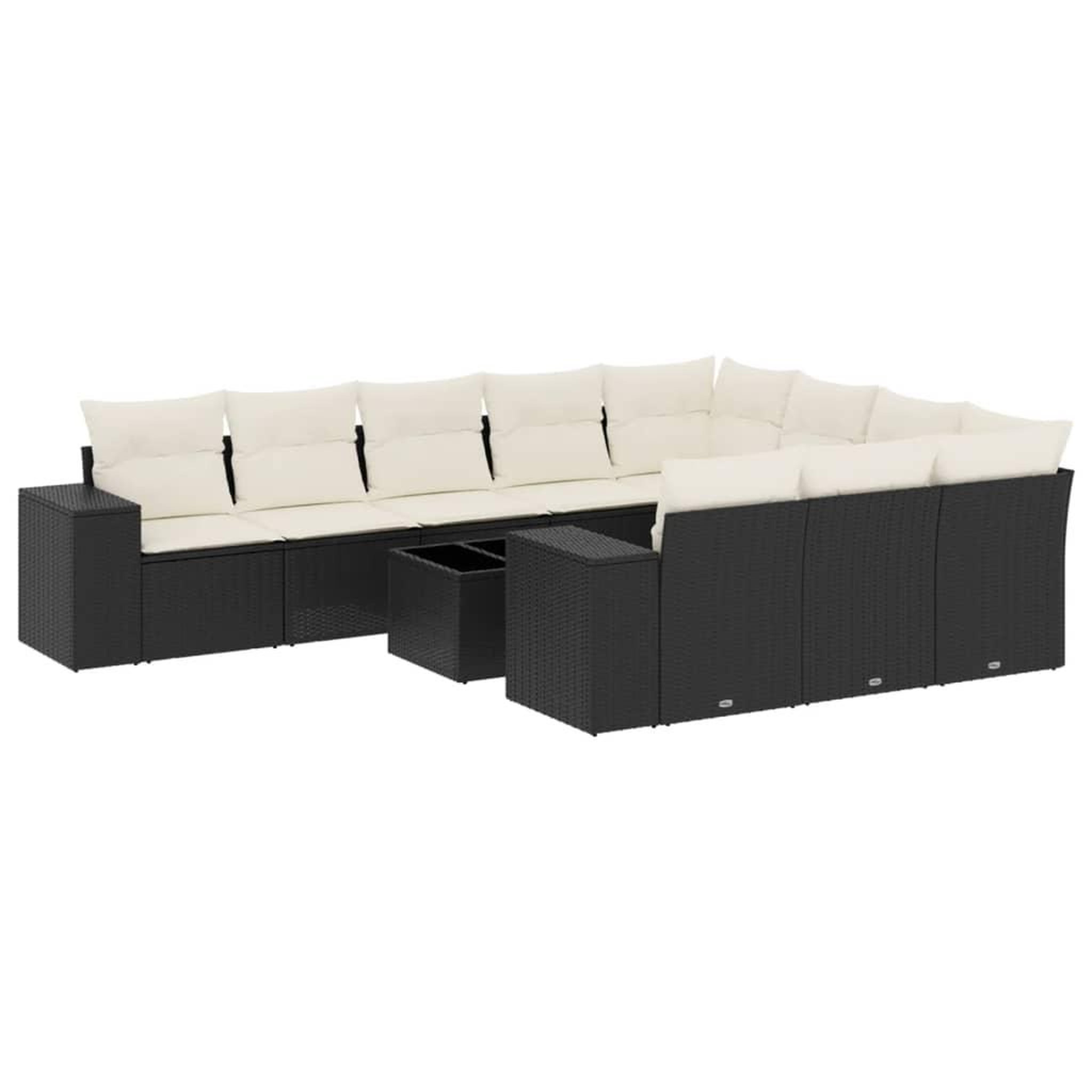 Voir la diapositive 2 : VIDAXL Salon de jardin 11 pcs avec coussins noir resine tressee