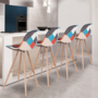 Voir la diapositive 2 : ID MARKET Lot de 4 tabourets de bar SARA motifs patchworks multi-couleurs