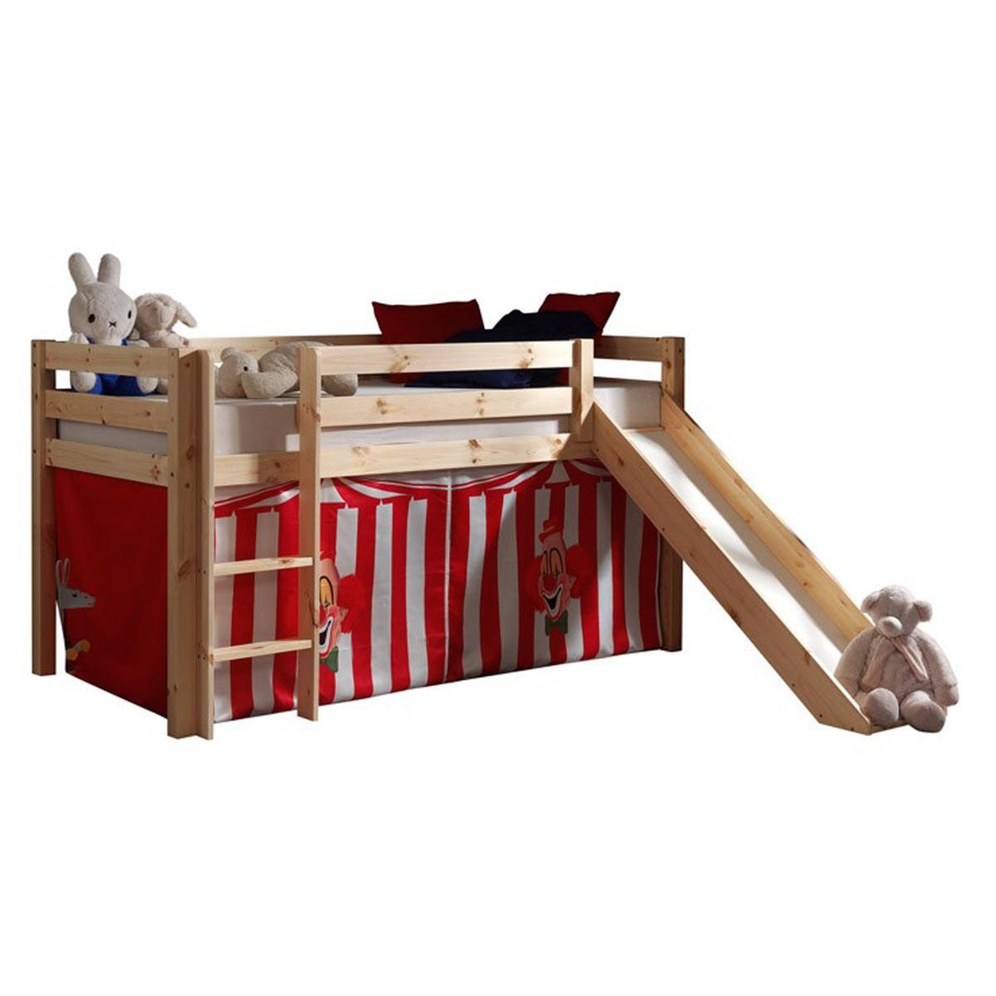Paris Prix Lit enfant avec toboggan  pino cirque  90x200cm naturel