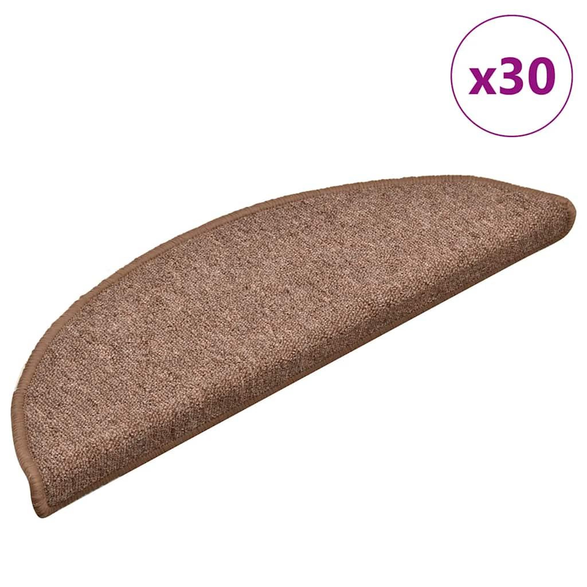 VIDAXL Tapis d'escalier 30 pcs marron 56x17x3 cm