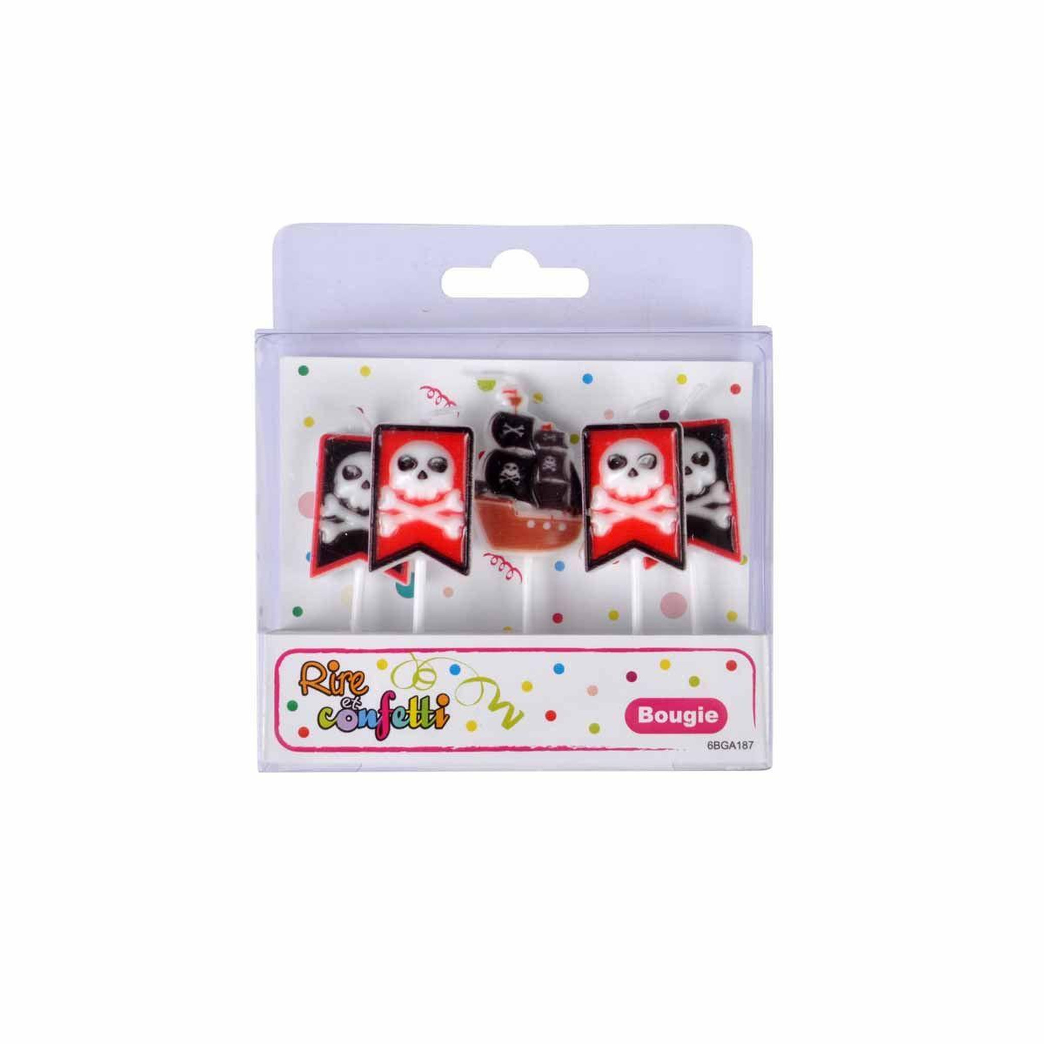 Voir la diapositive 2 : HOMEA Lot de 5 Bougies d'Anniversaire  Pirates  Rouge & Noir