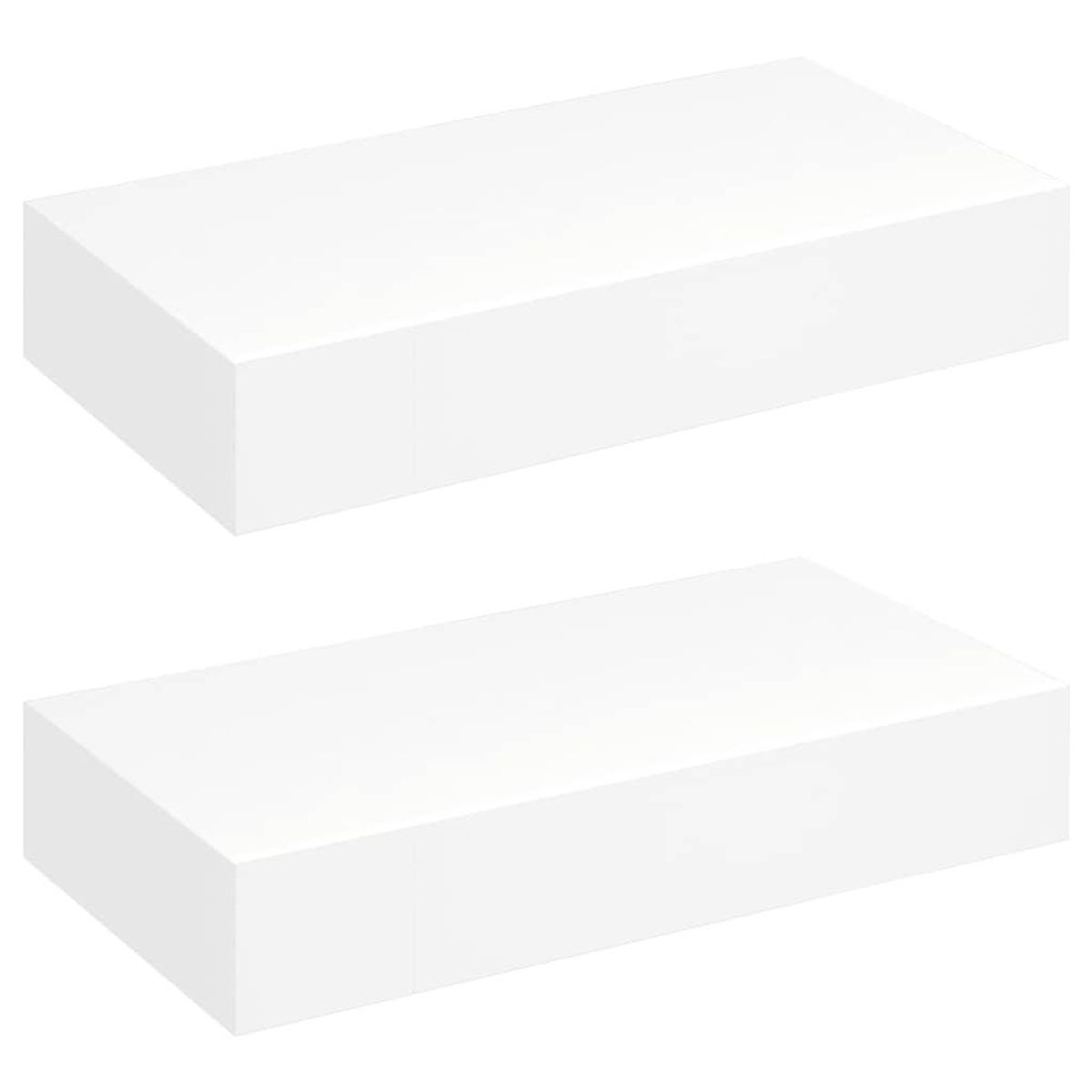 VIDAXL Etageres murales avec tiroirs 2 pcs Blanc 48 cm