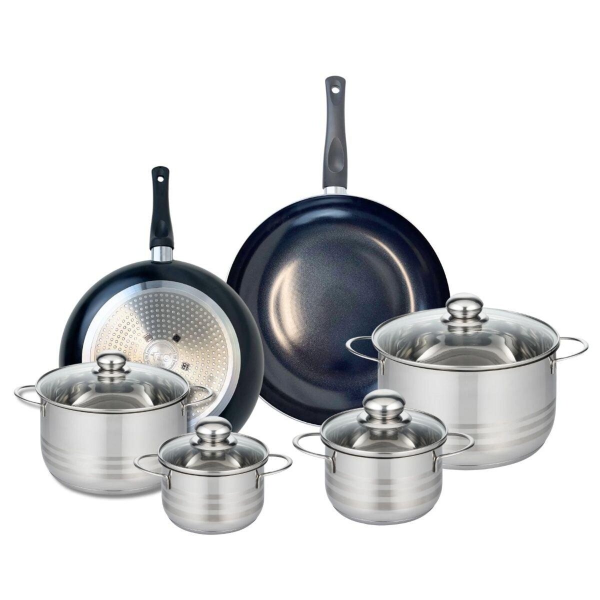 ELO Ensemble de 2 Poêles de cuisson 28 et 32 cm et 4 faitouts 14, 16, 20 et 24 cm Elo Prima Brillant